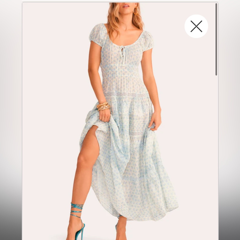 LoveShackFancy Magdaline maxi dress- powder blue hand dye